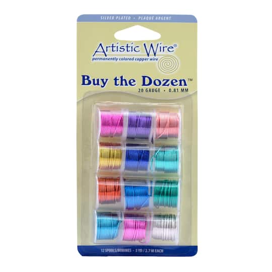 Artistic Wire&#xAE; 20 Gauge Buy the Dozen&#x2122; Silver Plated Tarnish Resistant Colored Copper Craft Wire